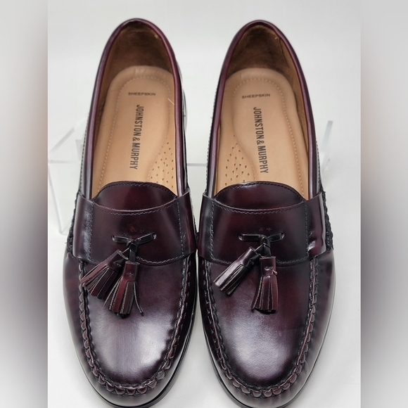 Johnston & Murphy Me's Sz 8.5 Dress Loafer Shoes Brown Moc Toe Leather Pre-owned - Picture 5 of 9